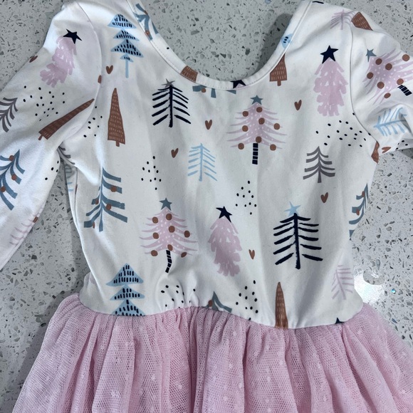 Cheeky Plum Holiday Leotard Pink White Long Sleeve Dress 2t Toddler Christmas - Picture 2 of 4